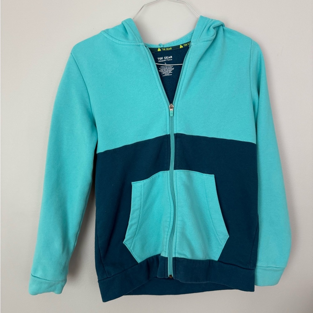 Tek Gear Aqua and Navy Kids Hoodie Boys L